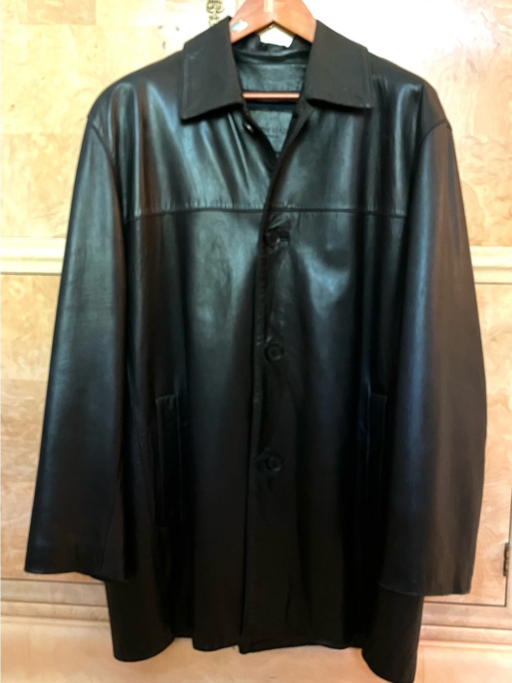 Vintage Andrew Marc Men’s Leather Car Coat Size L Black